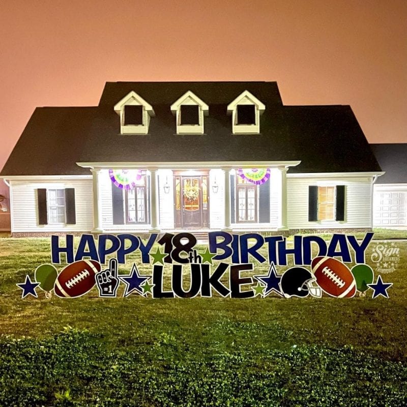 HAPPY 18th BIRTHDAY LUKE - BLUE BLACK - FOOTBALL