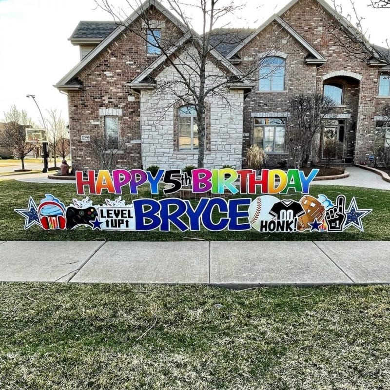 HAPPY 5th BIRTHDAY BRYCE - RAINBOW BLUE - SPORTS VIDEO GAMES