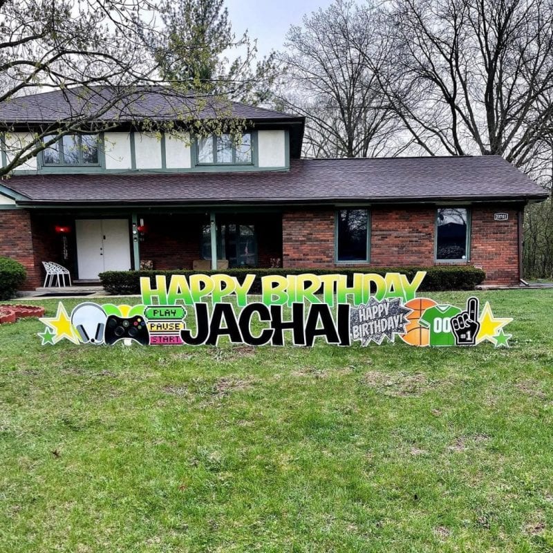 HAPPY BIRTHDAY JACHAI - GREEN FADE BLACK - VIDEO GAMES SPORTS JERSEYS HEADSETS STARS