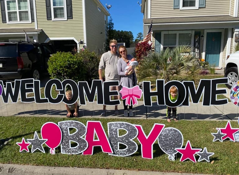 Pink Welcome Baby Shower Yard Sign