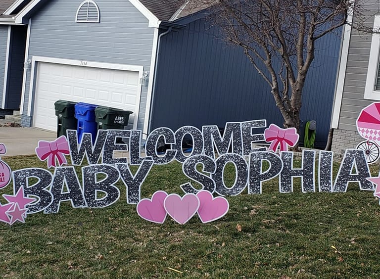 WELCOME-HOME-BABY-SOPHIA---SILVER-GLITTER---PINK-HEARTS-STARS-ELEPHANT-STORK-BALLOONS